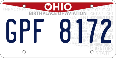 OH license plate GPF8172