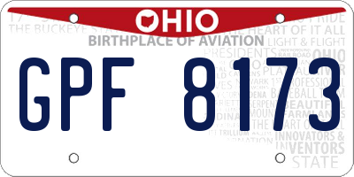 OH license plate GPF8173