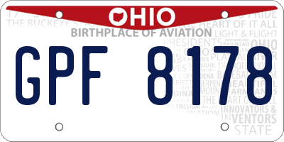 OH license plate GPF8178