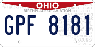 OH license plate GPF8181