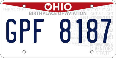 OH license plate GPF8187