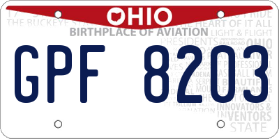 OH license plate GPF8203