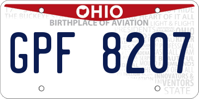 OH license plate GPF8207