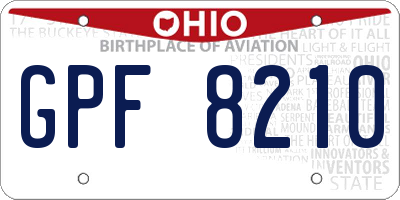 OH license plate GPF8210