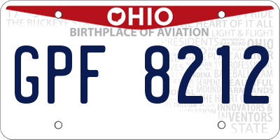 OH license plate GPF8212