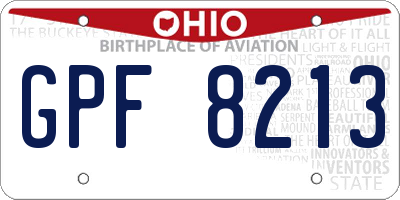 OH license plate GPF8213