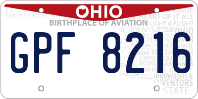OH license plate GPF8216