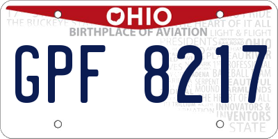 OH license plate GPF8217