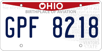 OH license plate GPF8218