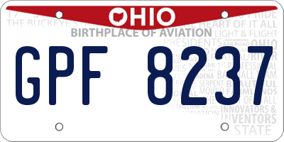 OH license plate GPF8237