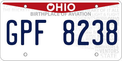 OH license plate GPF8238