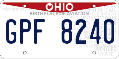 OH license plate GPF8240