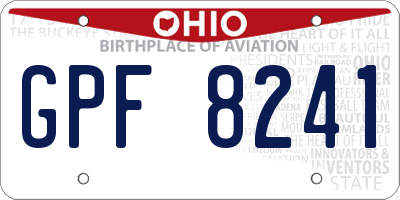 OH license plate GPF8241