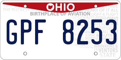 OH license plate GPF8253