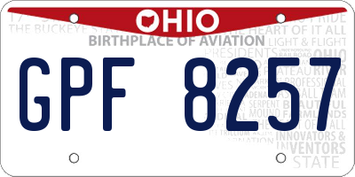 OH license plate GPF8257