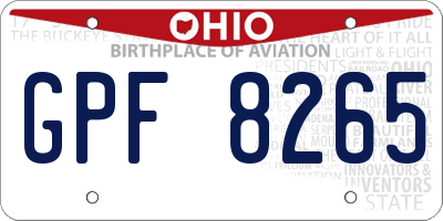 OH license plate GPF8265