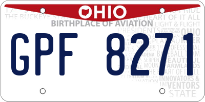 OH license plate GPF8271
