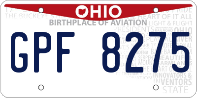 OH license plate GPF8275