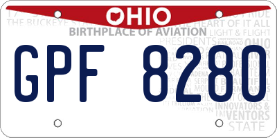 OH license plate GPF8280