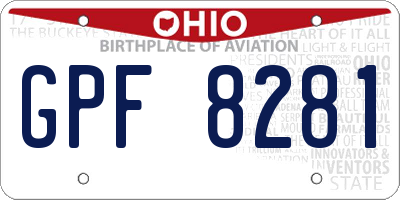 OH license plate GPF8281