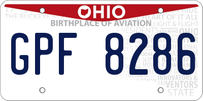 OH license plate GPF8286