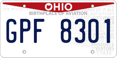 OH license plate GPF8301