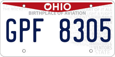 OH license plate GPF8305