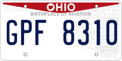 OH license plate GPF8310