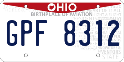 OH license plate GPF8312