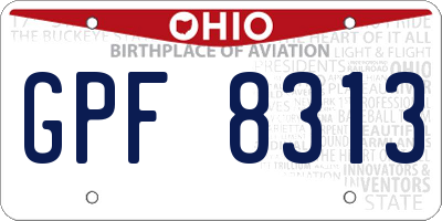 OH license plate GPF8313