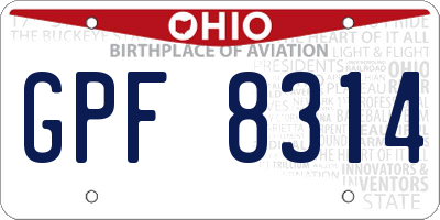 OH license plate GPF8314