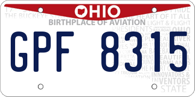 OH license plate GPF8315