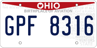 OH license plate GPF8316