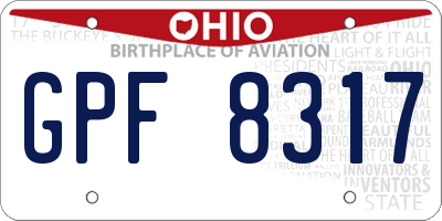 OH license plate GPF8317