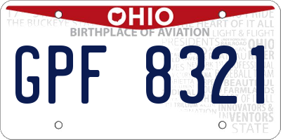 OH license plate GPF8321