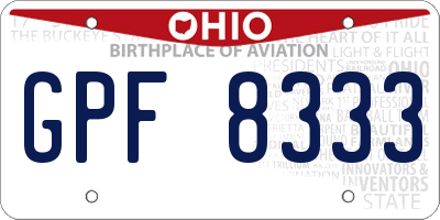 OH license plate GPF8333