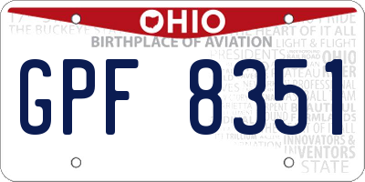 OH license plate GPF8351
