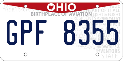 OH license plate GPF8355