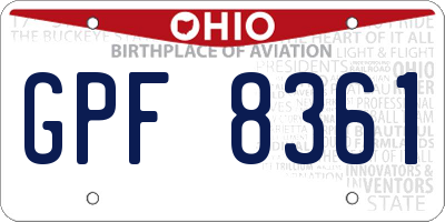 OH license plate GPF8361