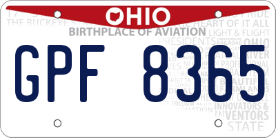 OH license plate GPF8365