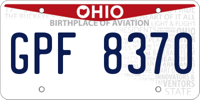OH license plate GPF8370