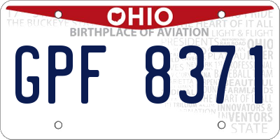 OH license plate GPF8371