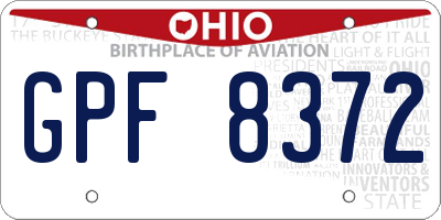 OH license plate GPF8372