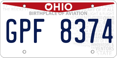 OH license plate GPF8374
