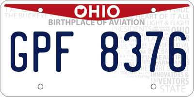 OH license plate GPF8376