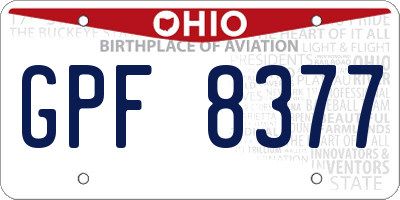 OH license plate GPF8377