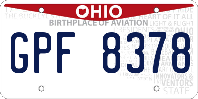 OH license plate GPF8378