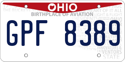 OH license plate GPF8389