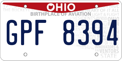 OH license plate GPF8394