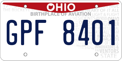 OH license plate GPF8401